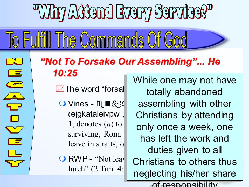 Not To Forsake Our Assembling ...