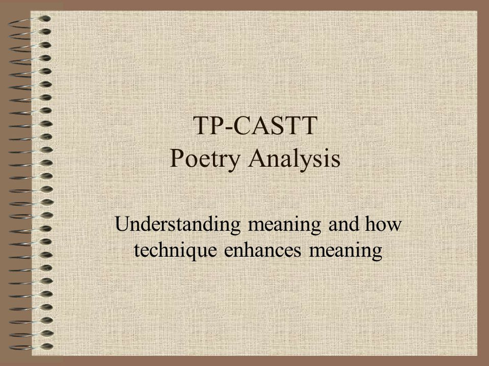 TP-CASTT Poetry Analysis Understanding meaning and how technique enhances meaning