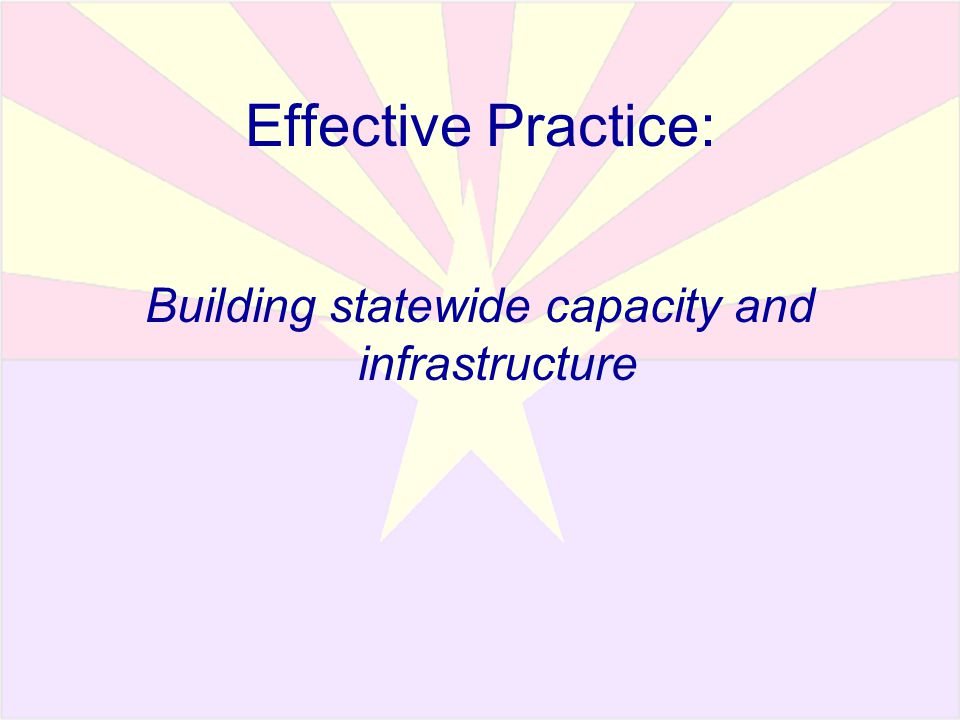 Effective Practice: Building statewide capacity and infrastructure