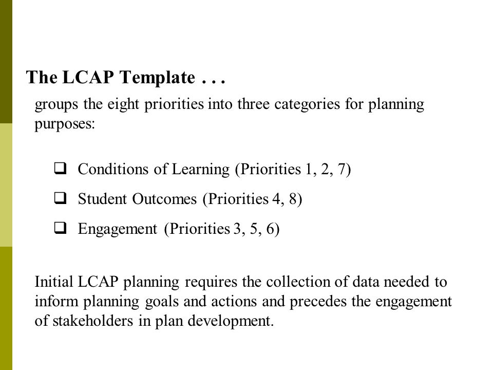 The LCAP Template...