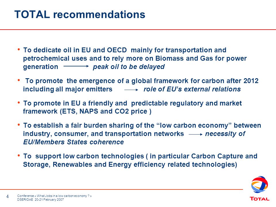 4 Conference « What Jobs in a low carbon economy .