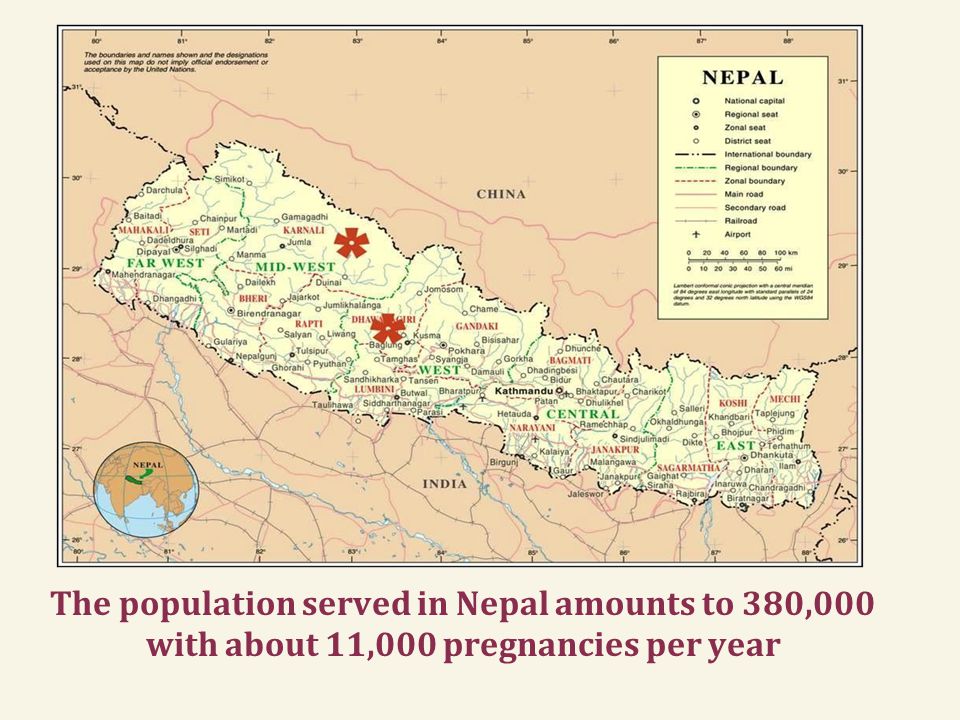 The population served in Nepal amounts to 380,000 with about 11,000 pregnancies per year