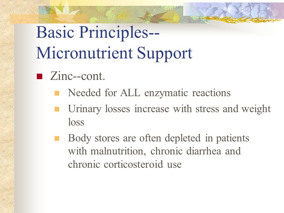 Basic Principles-- Micronutrient Support Zinc--cont.