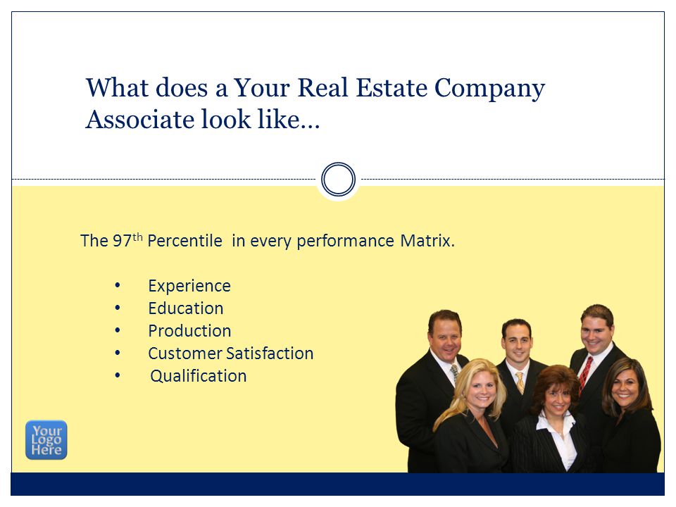 What does a Your Real Estate Company Associate look like… The 97 th Percentile in every performance Matrix.
