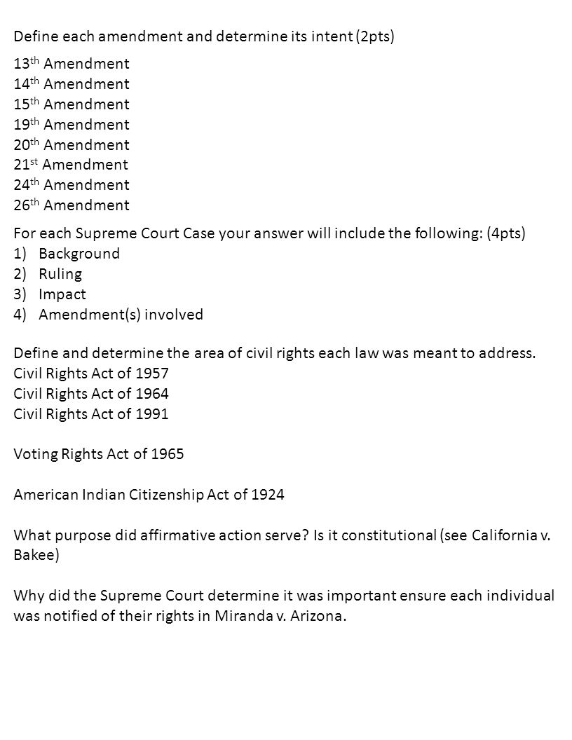 civil rights amendments, laws, and supreme court cases 13 th