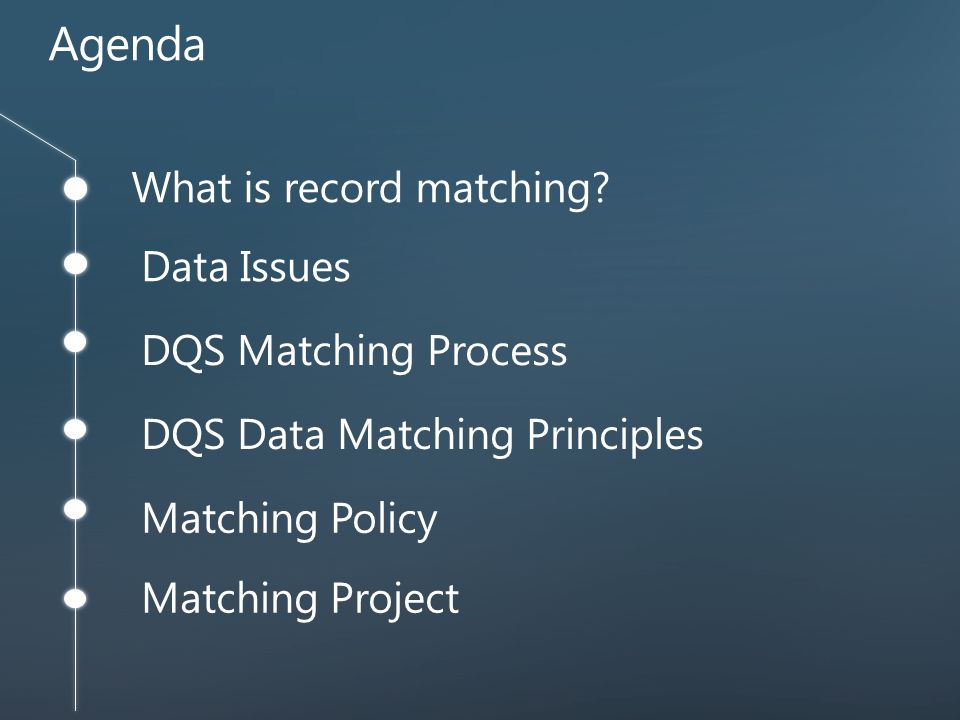 Agenda Matching Project What is record matching.