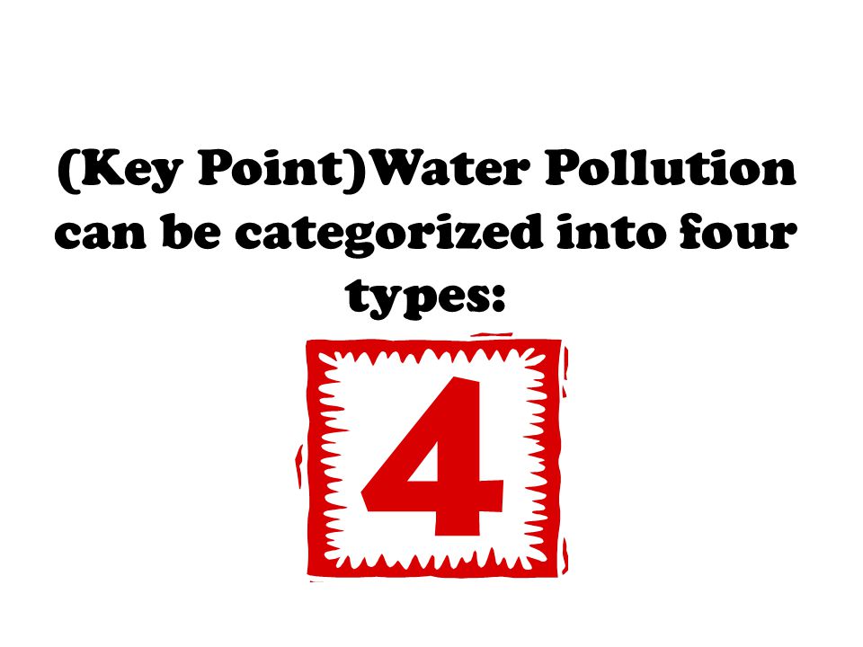 (Key Point)Water Pollution can be categorized into four types: