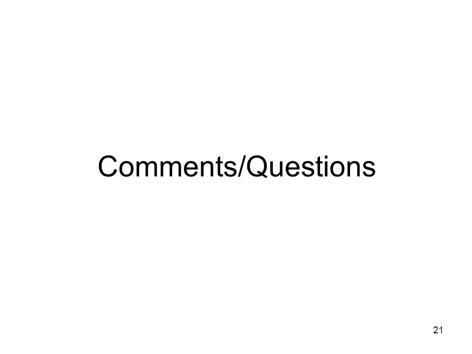 21 Comments/Questions