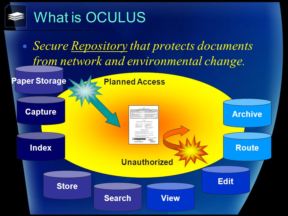 What is OCULUS Secure Repository that protects documents from network and environmental change.