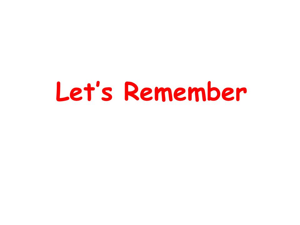 Let’s Remember