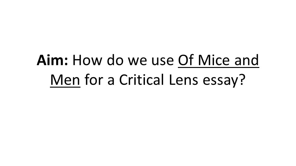 Aim: How do we use Of Mice and Men for a Critical Lens essay