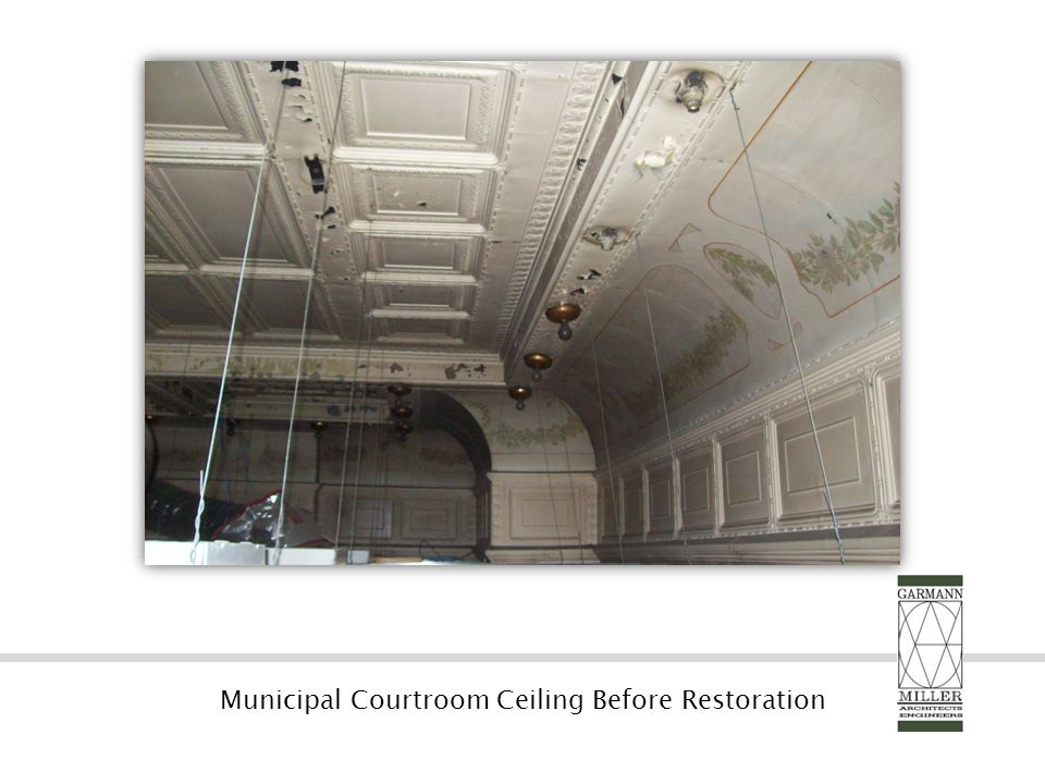 Municipal Courtroom Ceiling Before Restoration