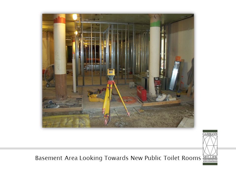 Basement Area Looking Towards New Public Toilet Rooms