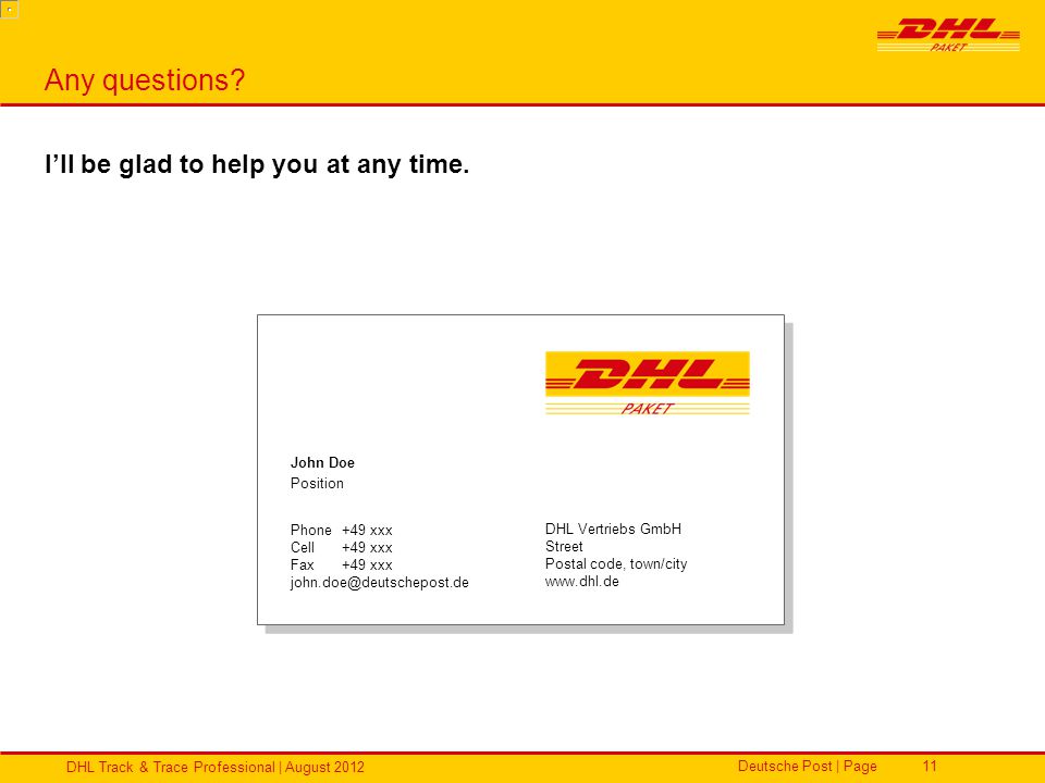 DHL Vertriebs GmbH Easy to use, convenient, reliable: DHL Track & Trace  Professional August ppt download