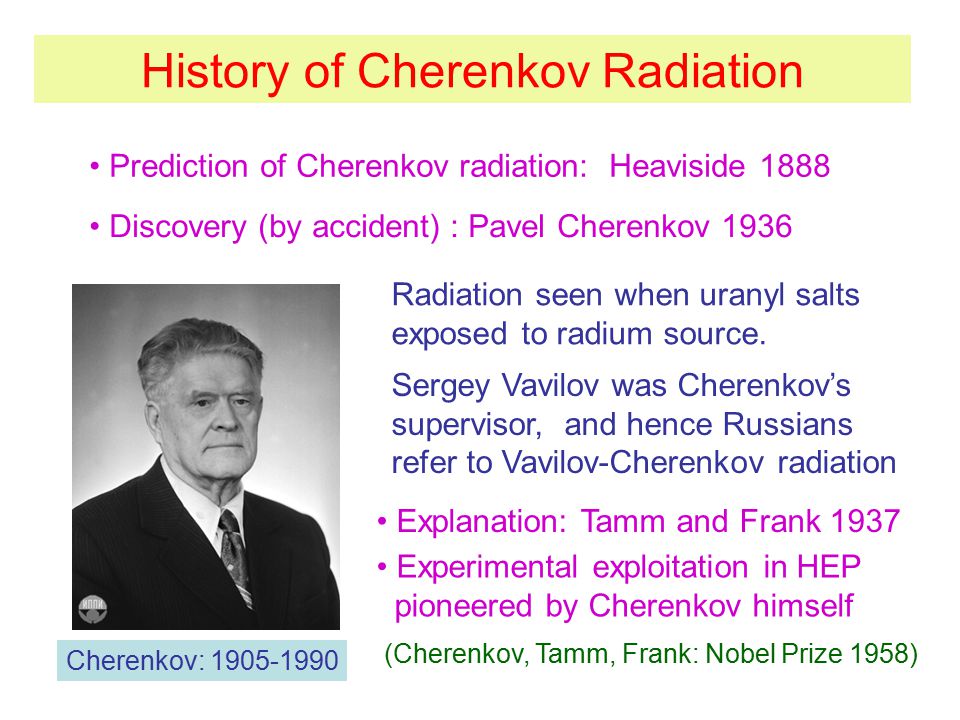 1 Cherenkov Radiation and RICH Detectors Basic expression of Ch radiation History of the Ch radiation and the RICH What is a RICH ? Physics for which you. - ppt download