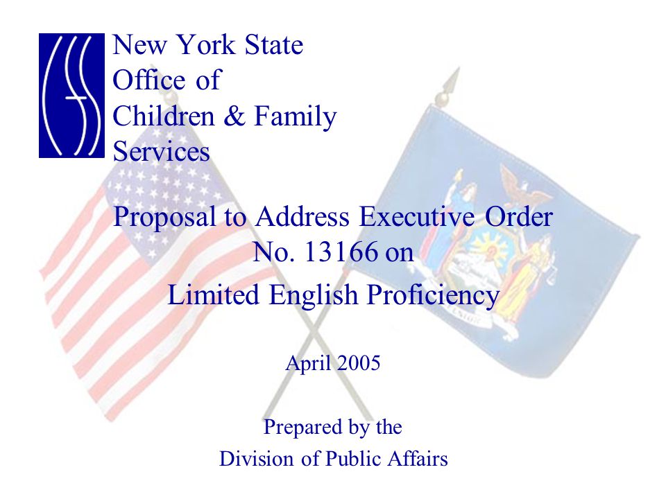 New York State Office of Children & Family Services Proposal to Address Executive Order No.