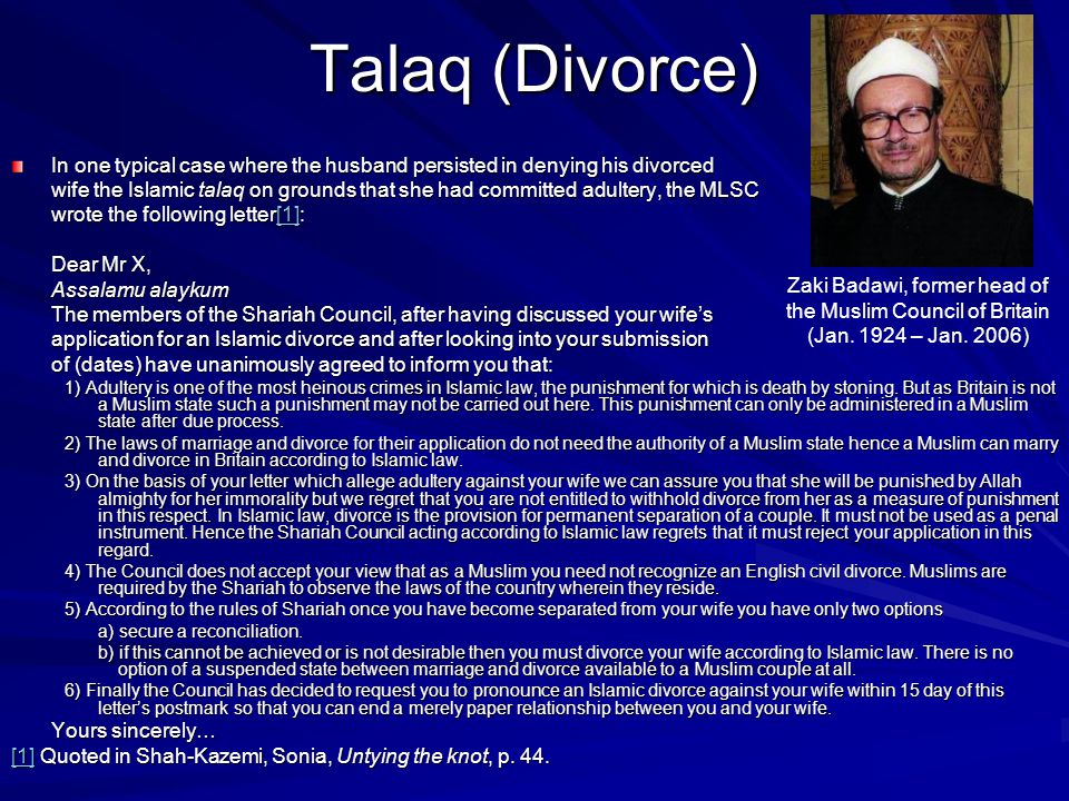 Divorce uk muslim Islamic DivorcesThe