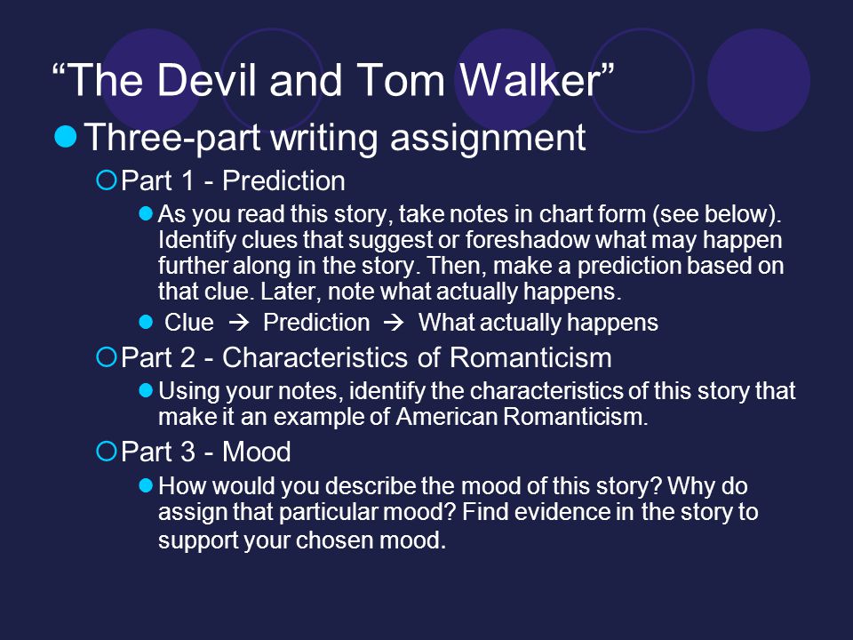 The Devil and Tom Walker” Pg Literary Term Mood  Overall feeling or  atmosphere of a story, play or poem  Intangible – you can't point to. -  ppt download