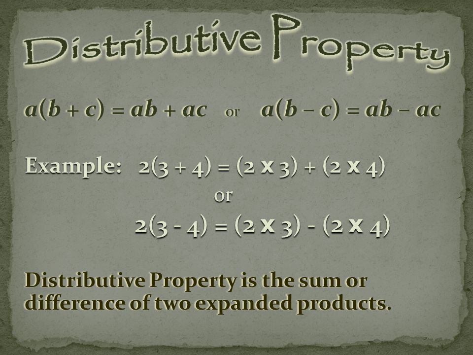 a x 1 = a Example: 8 x 1 = 8 The product of one and a number equals the number itself.
