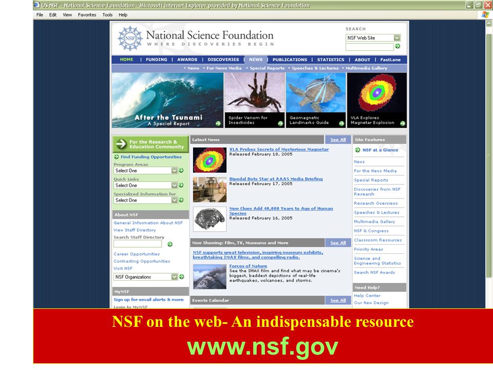 NSF on the web- An indispensable resource