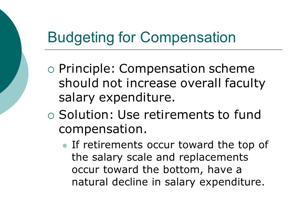 Budgeting for Compensation  Principle: Compensation scheme should not increase overall faculty salary expenditure.