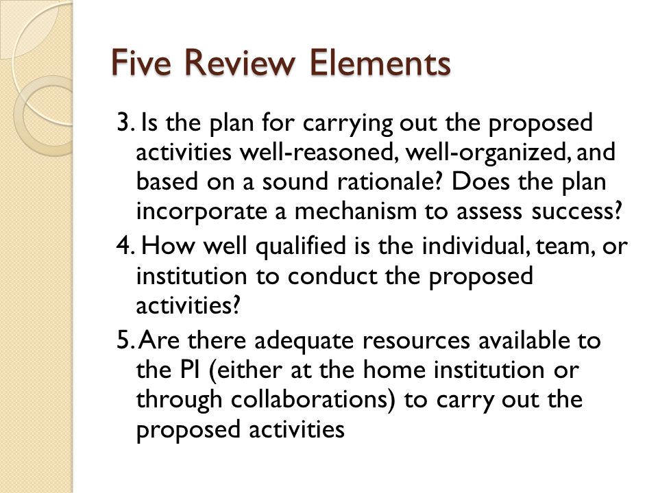 Five Review Elements 3.