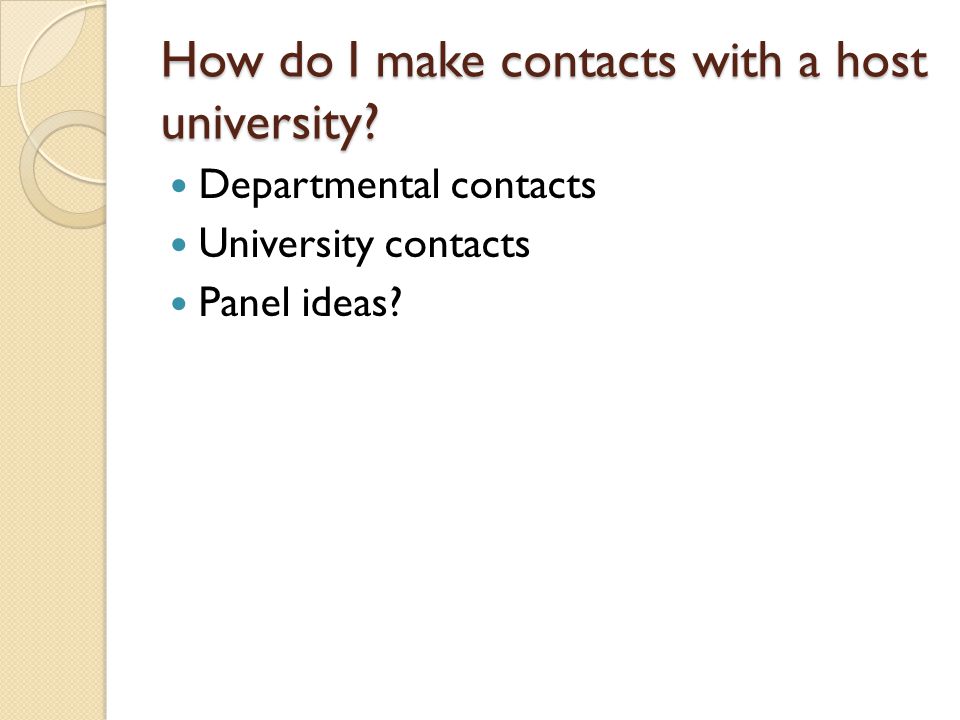 How do I make contacts with a host university.