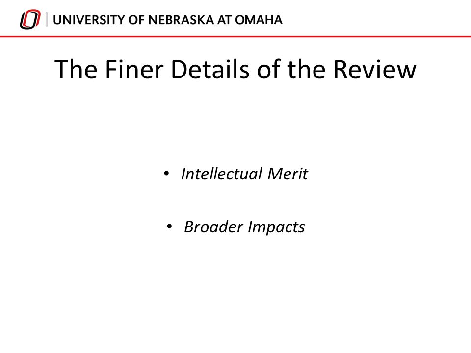 The Finer Details of the Review Intellectual Merit Broader Impacts