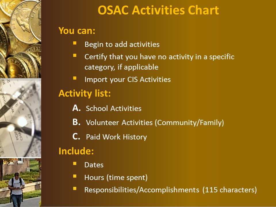 Osac Activities Chart