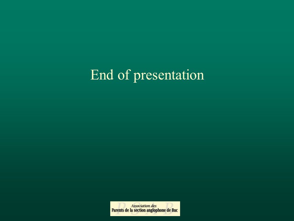 End of presentation