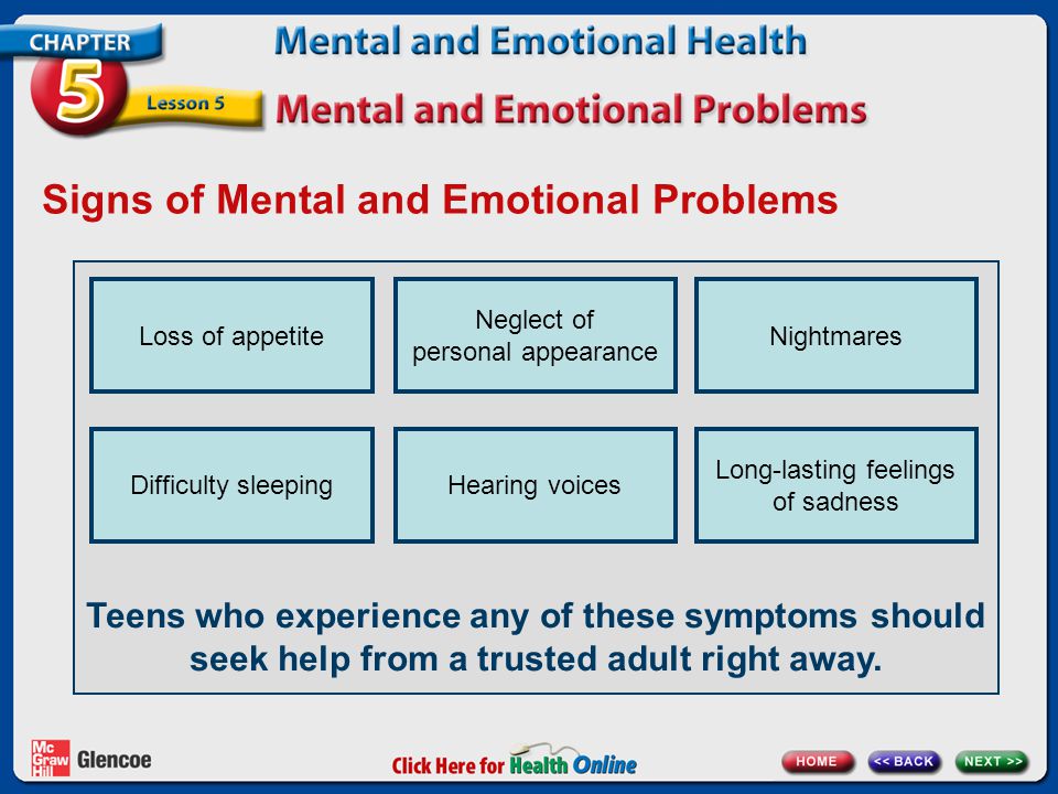 Teens who experience any of these symptoms should seek help from a trusted adult right away.