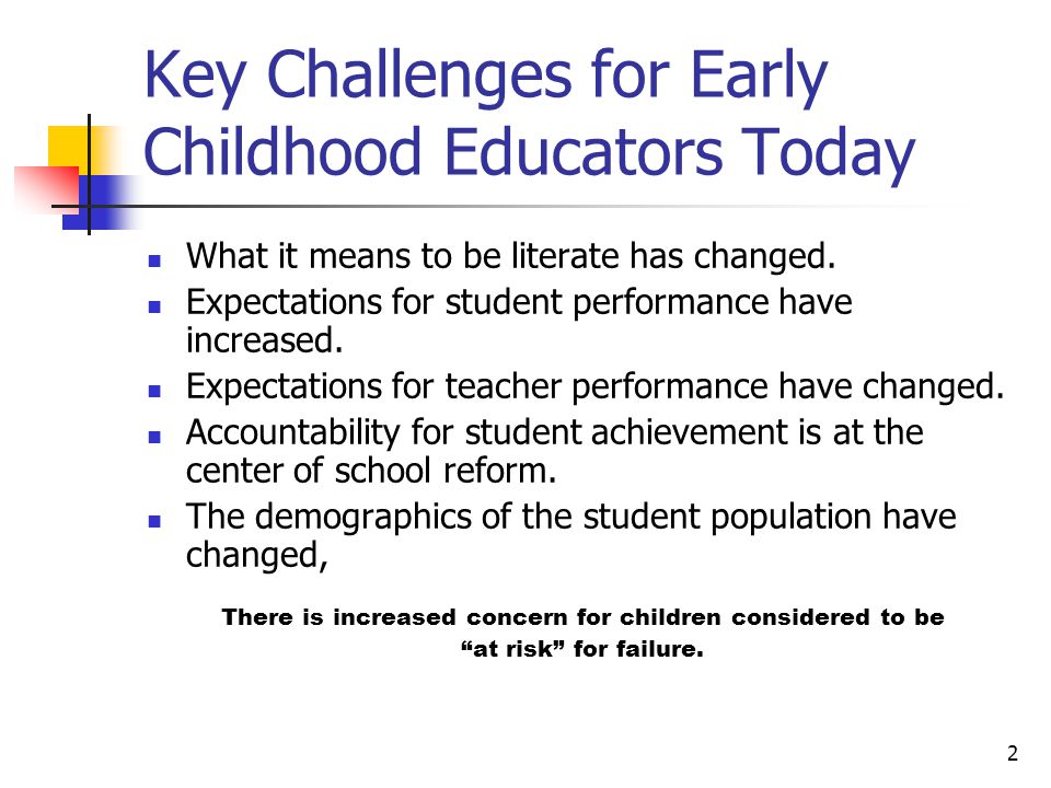 2 Key Challenges for Early Childhood Educators Today What it means to be literate has changed.
