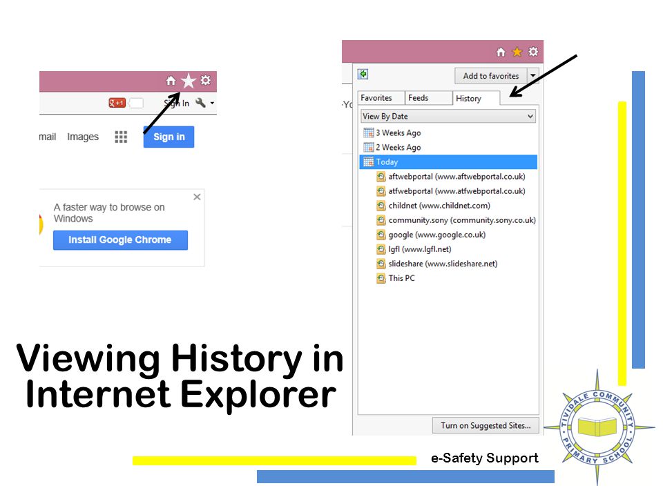 e-Safety Support Viewing History in Internet Explorer
