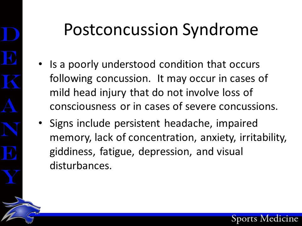 Postconcussion Syndrome Is a poorly understood condition that occurs following concussion.