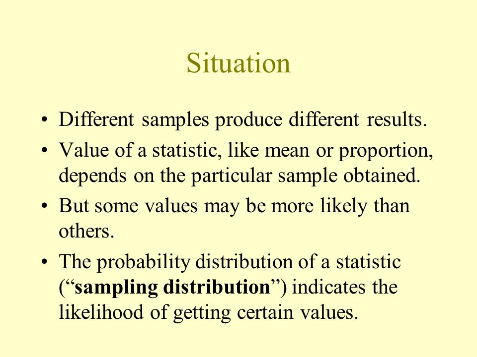 Situation Different samples produce different results.