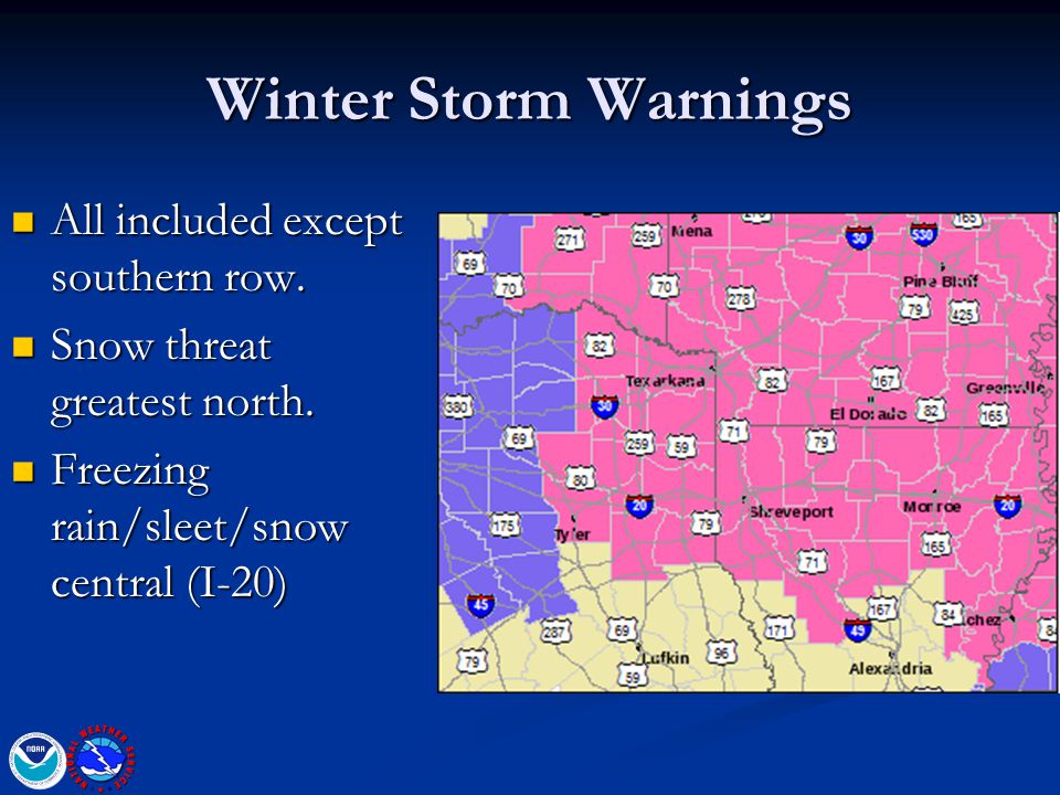 Winter Storm Warnings All included except southern row.