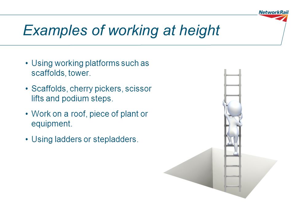 Using working platforms such as scaffolds, tower.