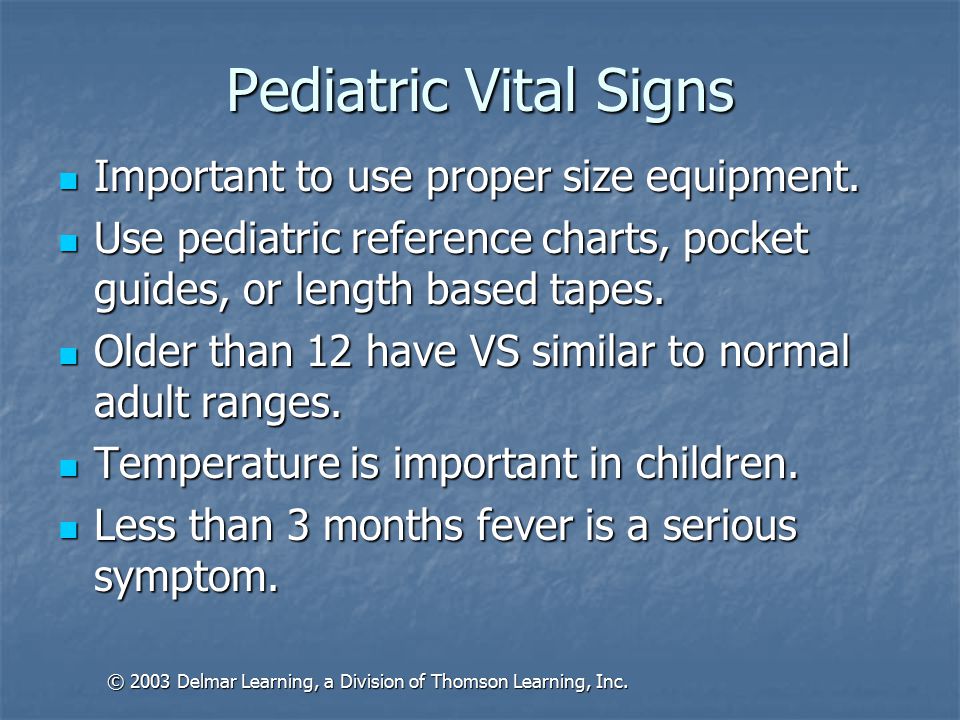 Pediatric Vital Signs Reference Chart