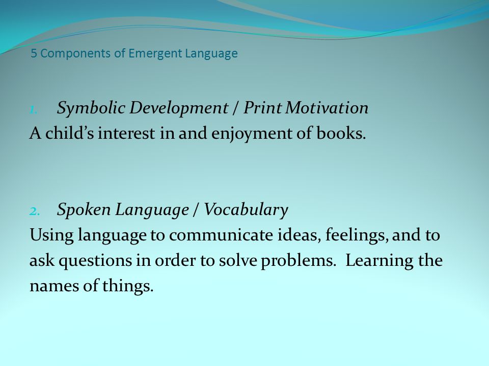 5 Components of Emergent Language 1.