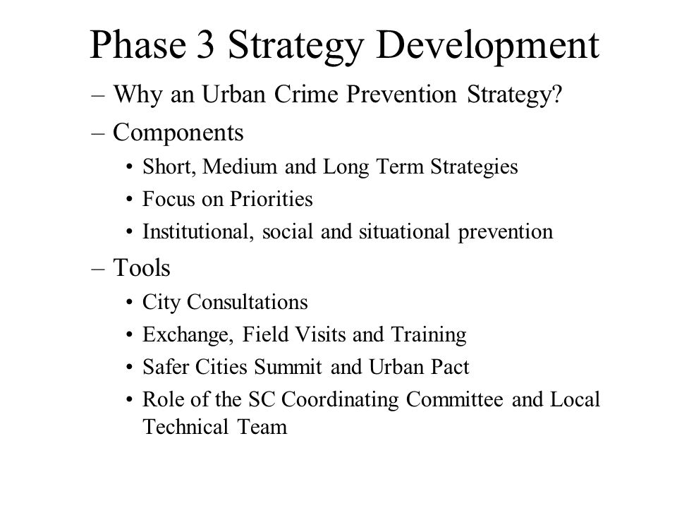 –Why an Urban Crime Prevention Strategy.