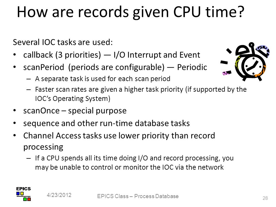 28 How are records given CPU time.