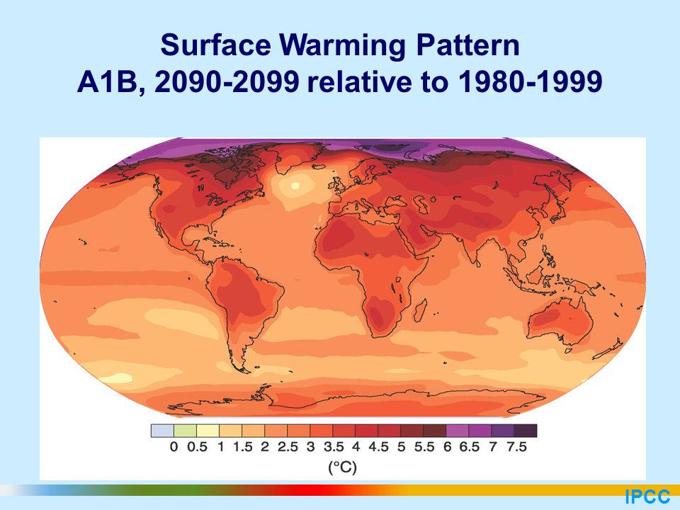 Surface Warming Pattern A1B, relative to IPCC