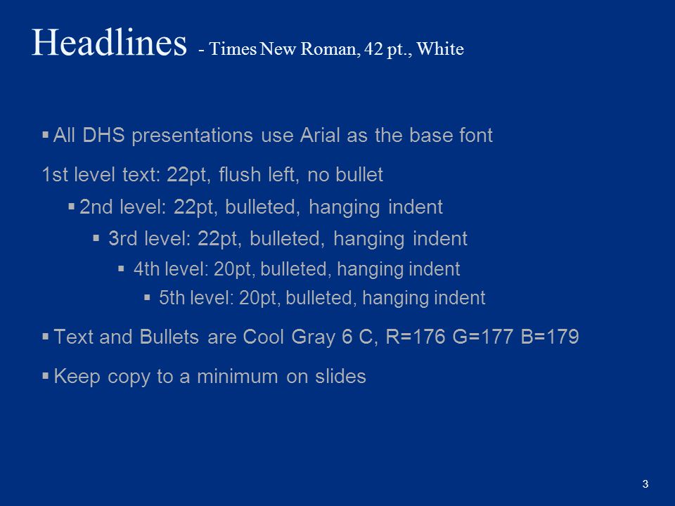 presentation title slide 42 pt times new roman white subtitle in