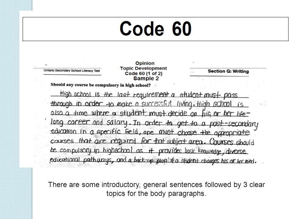 There are some introductory, general sentences followed by 3 clear topics for the body paragraphs.