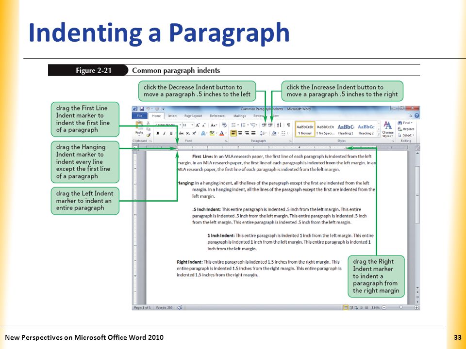 XP Indenting a Paragraph New Perspectives on Microsoft Office Word