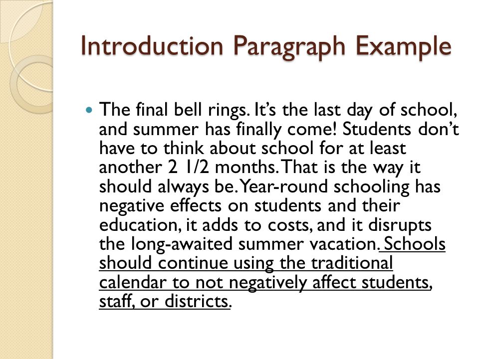 Introduction Paragraph Example The final bell rings.