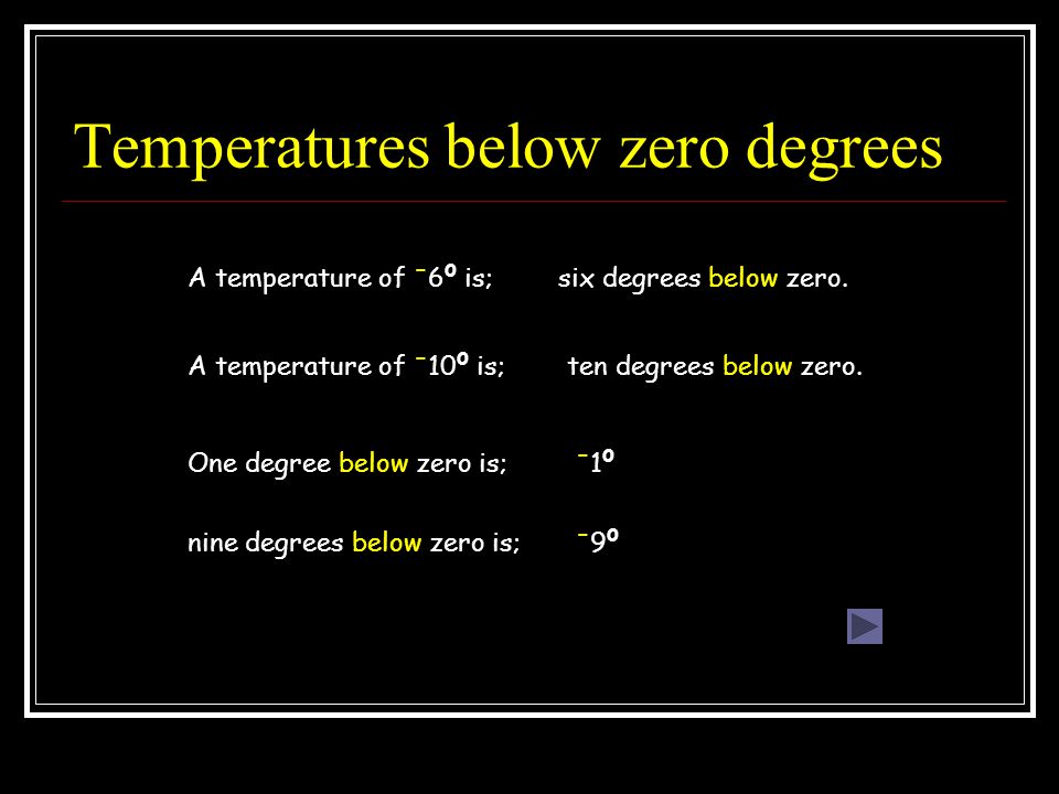 5 Temperatures Below Zero Degrees A Temperature Of 6 O Is A Temperature Of 10 O Is One Degree Below Zero Is Nine Degrees Below Zero Is 5 Temperatures Below Zero Degrees A Temperature Of 6 O Is A Temperature Of 10 O Is One Degree Below Zero Is Nine Degrees Below Zero Is