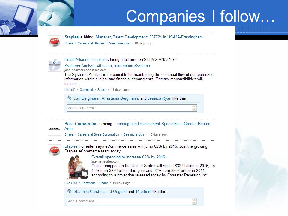 Companies I follow…