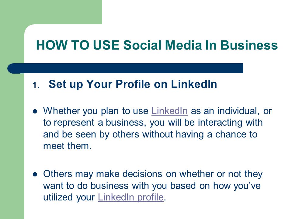 HOW TO USE Social Media In Business 1.