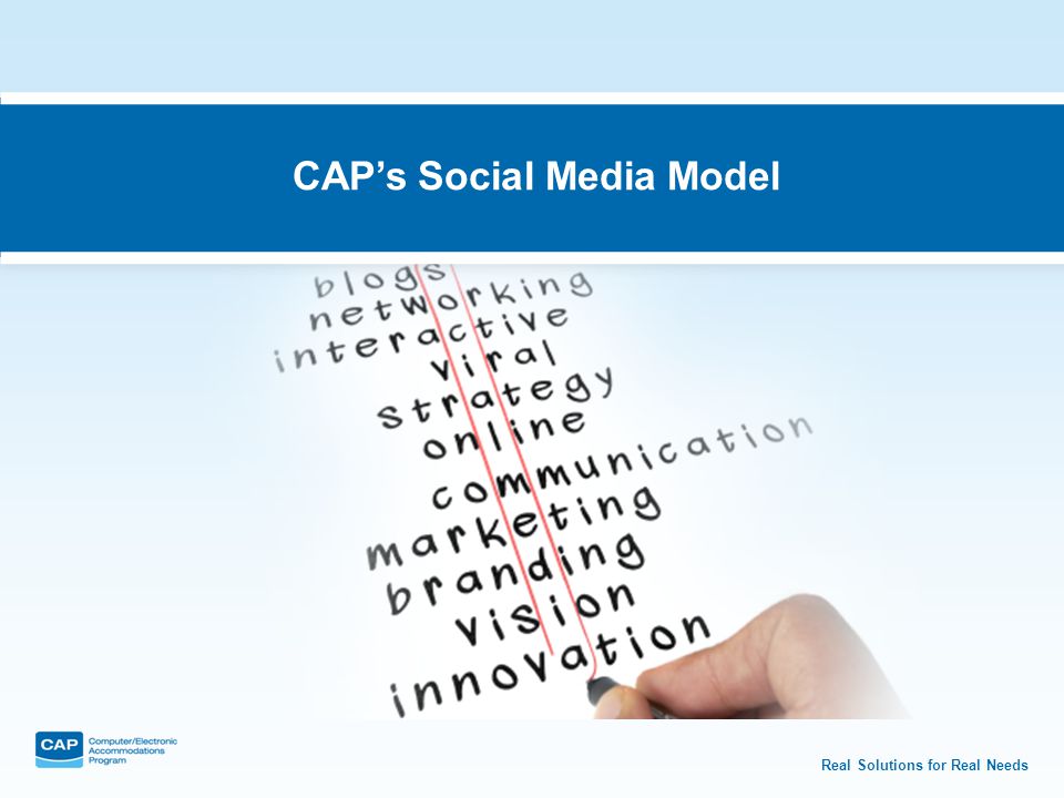 Real Solutions for Real Needs CAP’s Social Media Model